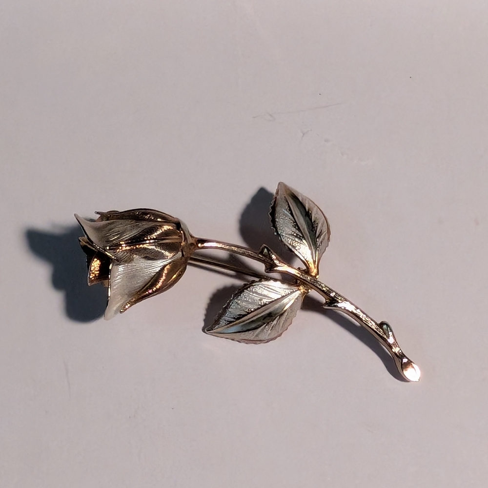 Gold And Silver Rose Brooch